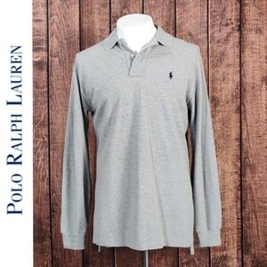 Vintage 90s Mens Tall Waffle Knit Long Sleeve Gray Heather Polo Mint Condition
